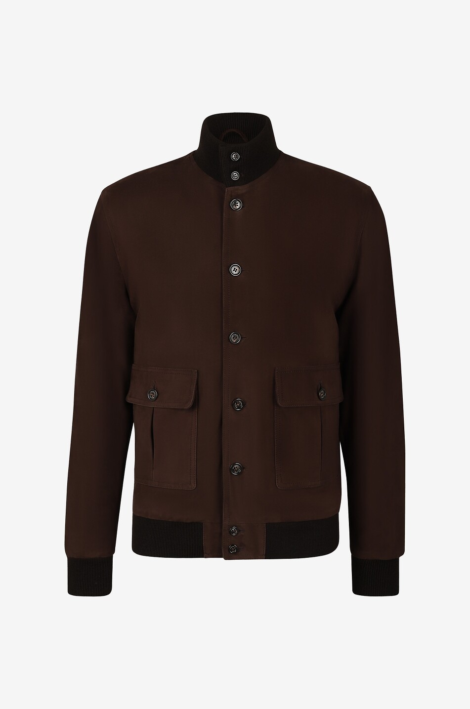 Goat suede jacket with stand-collar