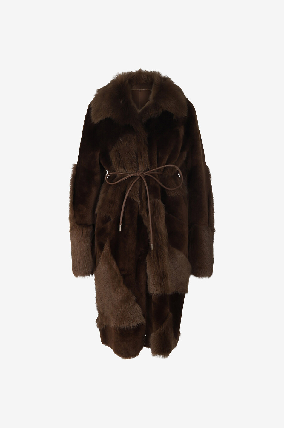 NOVE LEDER Wendbarer Shearling-Mantel Misty Patch Damen BRAUN 1