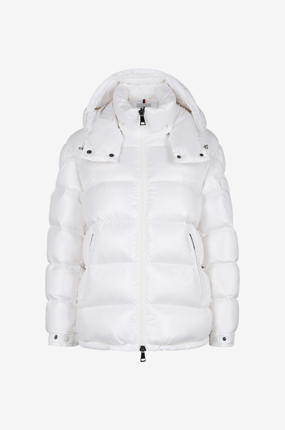 Maire hooded short glossy nylon down jacket