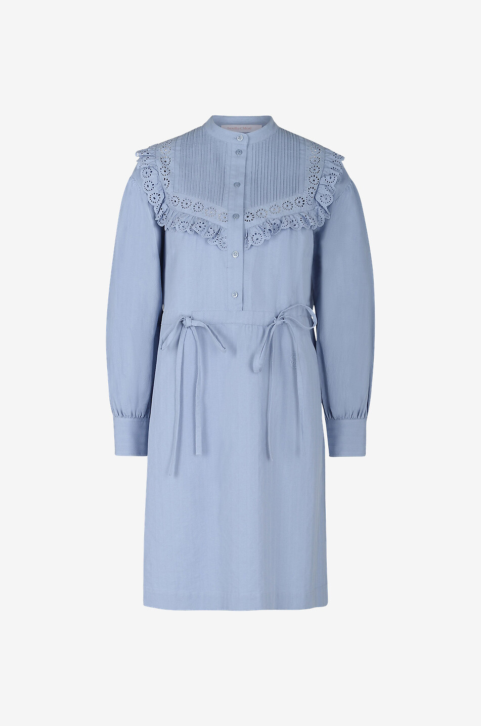 Ruffled mini shirt dress in organic cotton