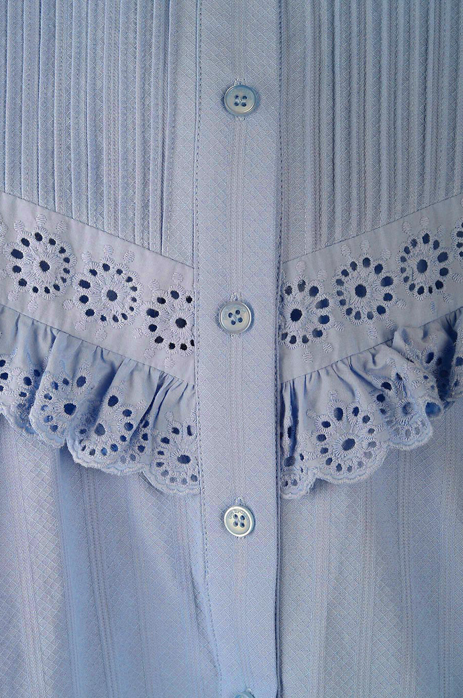 Ruffled mini shirt dress in organic cotton