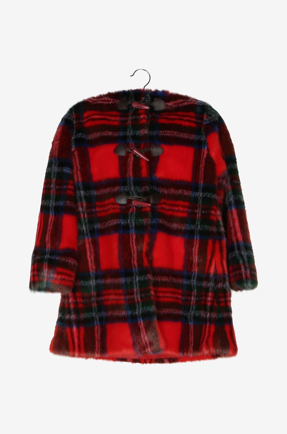 Parka à carreaux en fourrure synthétique fille