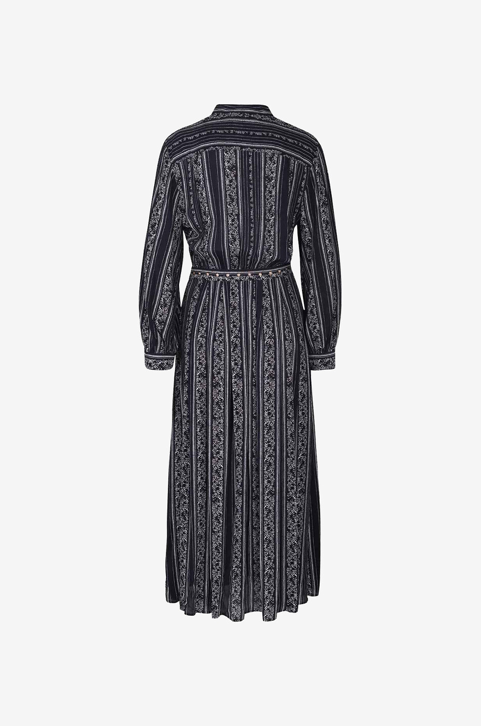 Florence floral crepe long shirt dress with neck-tie