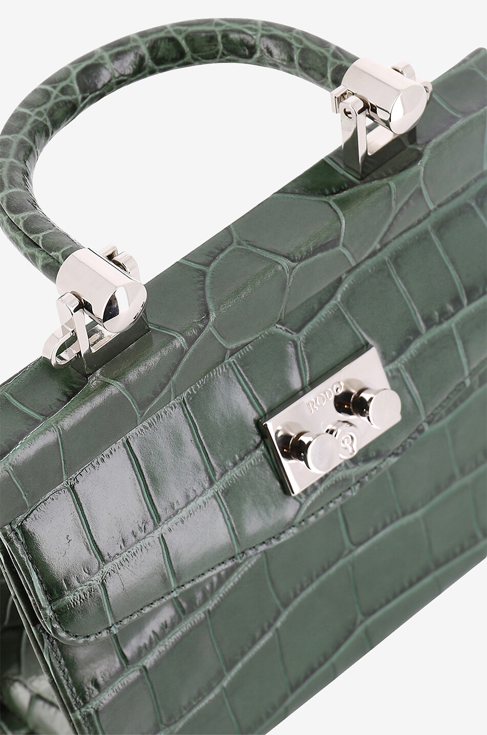RODO Mini-Lederhandtasche in Kroko-Optik Paris Damen DUNKELGRÜN 5