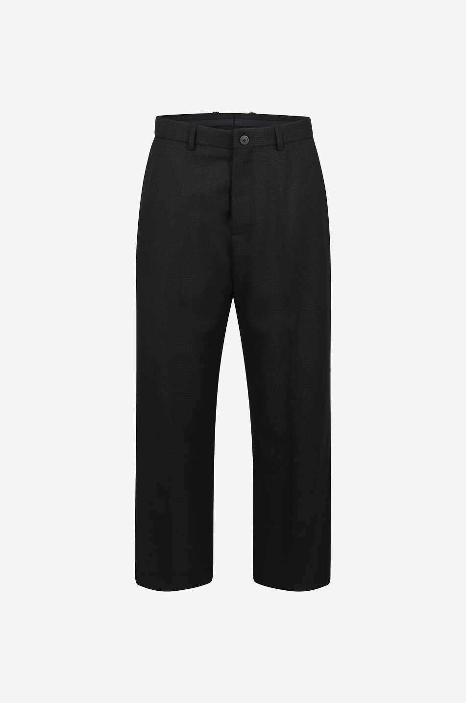 Cropped wide-leg checked wool trousers