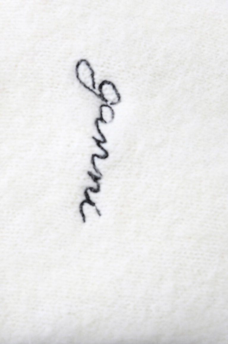 GANNI Pull long en laine alpaga brossée Femme BLANC 3