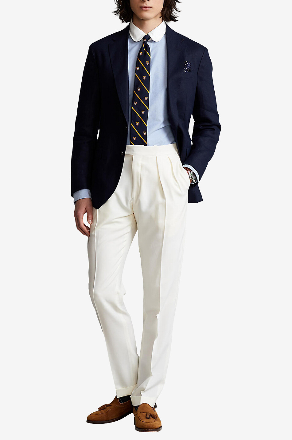 Single-breasted linen blazer
