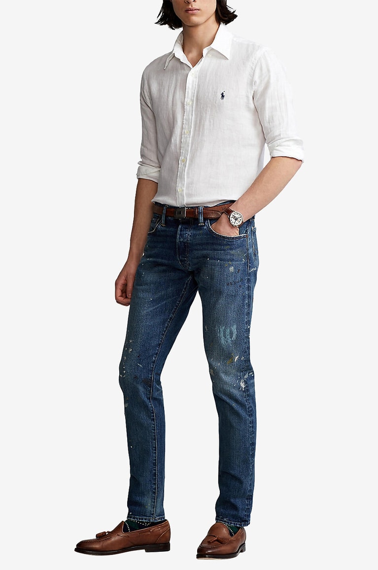 POLO RALPH LAUREN Chemise en lin à manches longues Custom Fit Homme BLANC 4