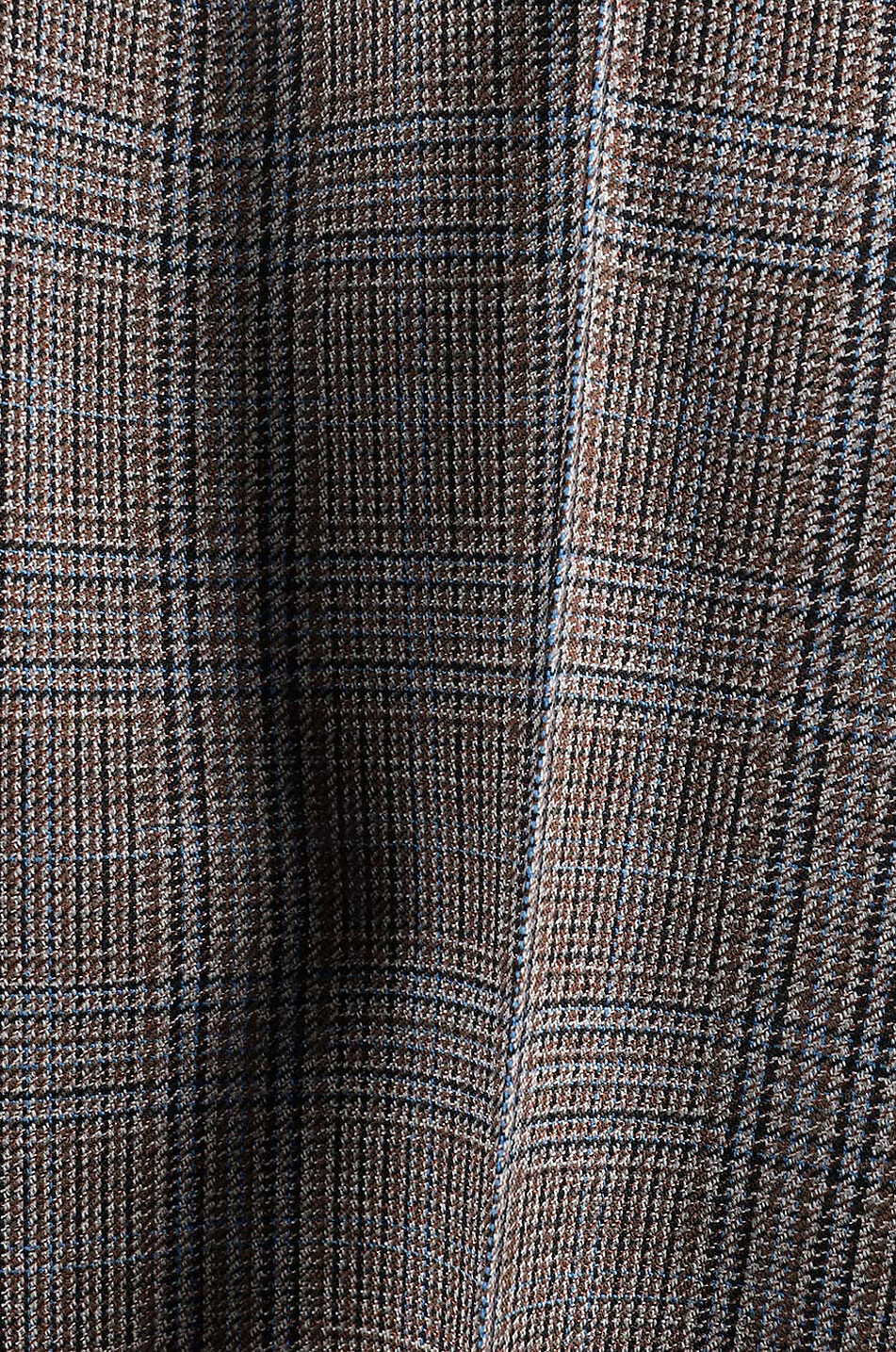 BARBARA BUI Pantalon droit 7/8 en laine à carreaux prince-de-galles Femme MARRON 3