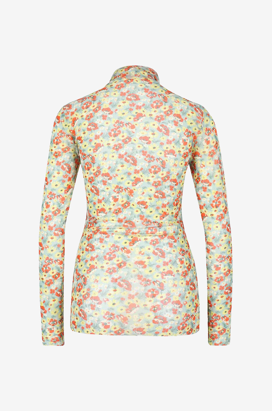 GANNI Floral mesh stand-up collar top Women LIGHT GREEN 2