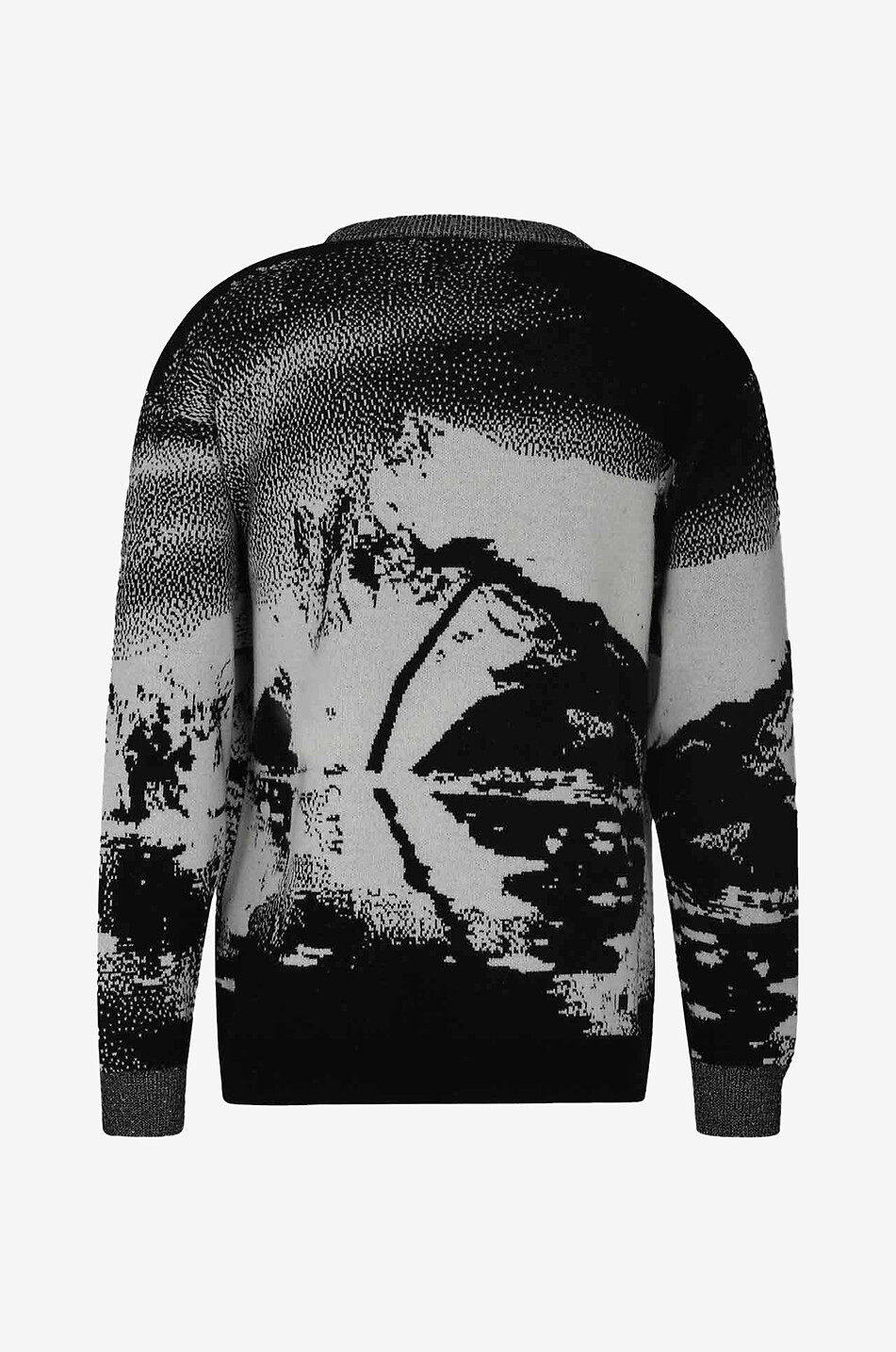 DANIELE FIESOLI Pull à col rond en laine mérinos motif montagne Homme NOIR 2