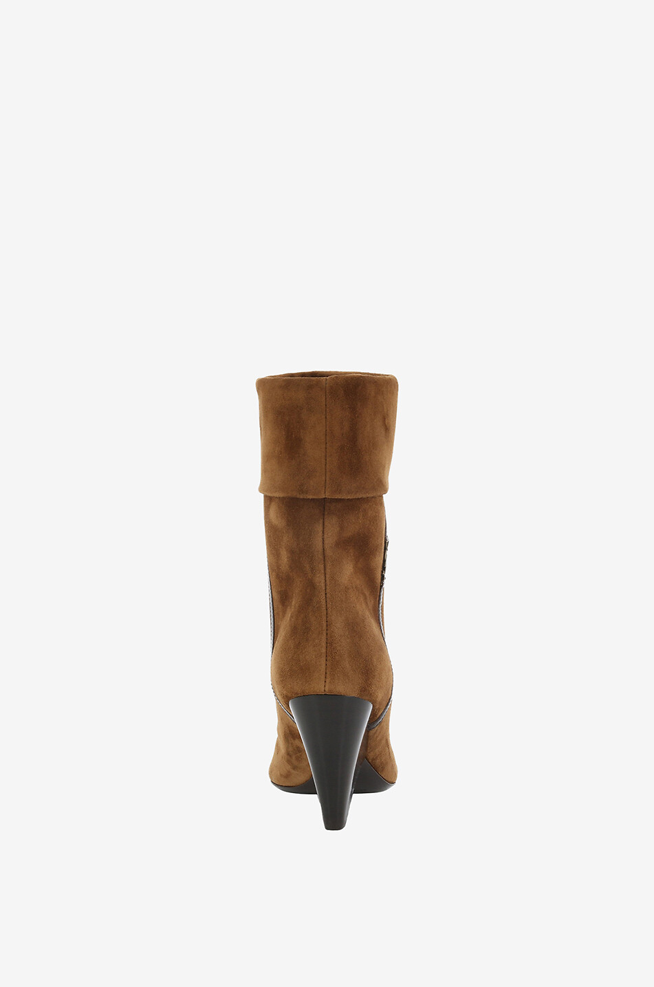 SAINT LAURENT PARIS Niki 85 heeled pointy-toe suede ankle boots Women BROWN 4