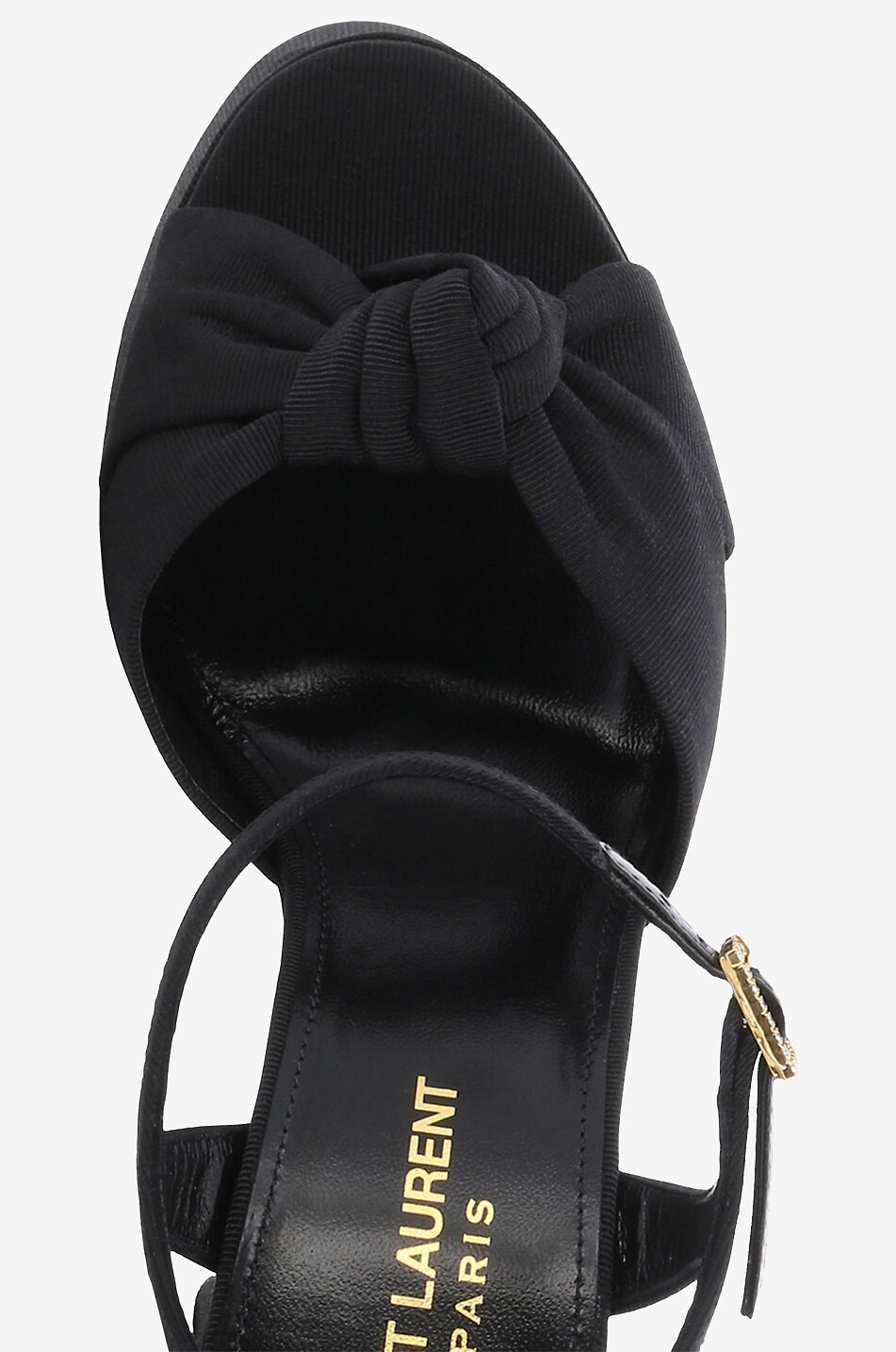 SAINT LAURENT PARIS Sandales à plateau en ruban gros grain Bianca 85 Femme NOIR 5