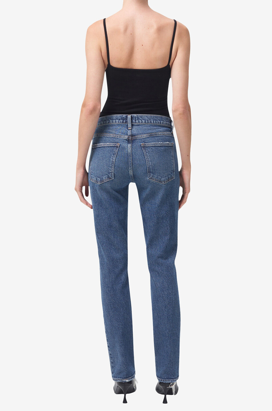 AGOLDE Body en coton à bretelles Square Neck Femme NOIR 6