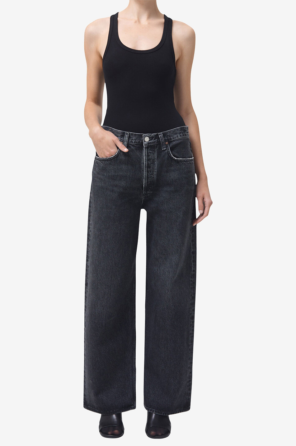 AGOLDE Low Slung Baggy cotton straight leg jeans Women BLACK 3