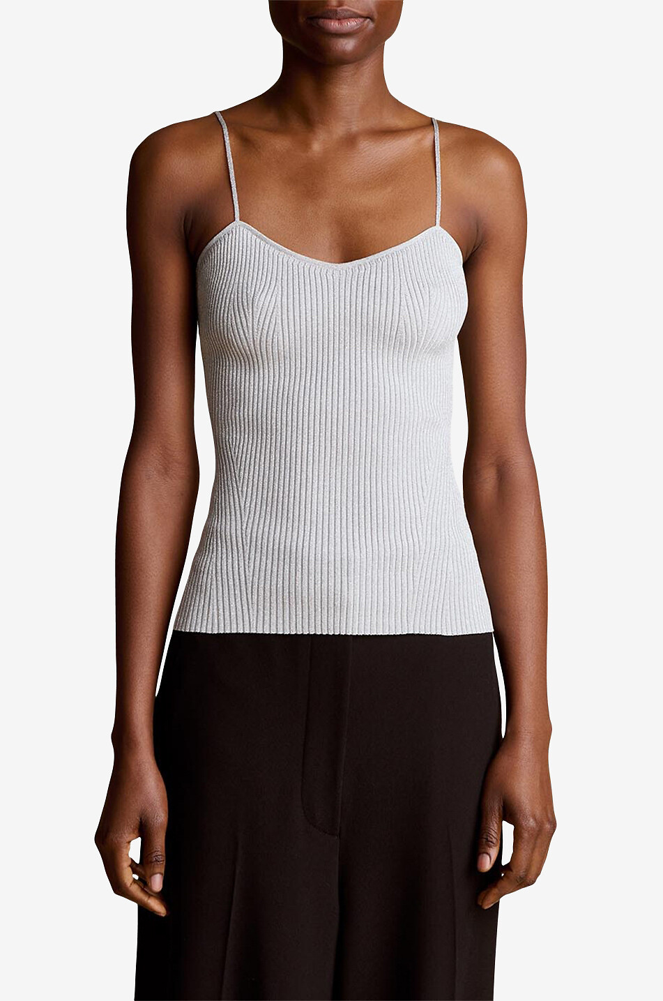 KHAITE Ziggy Lurex rib knit camisole Women GREY 3