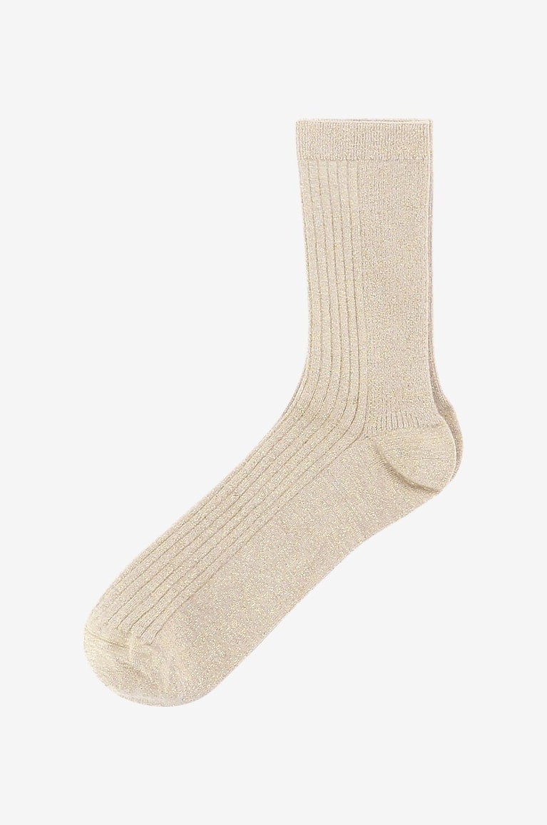 ALTO MILANO Chaussettes scintillantes courtes en coton N°92 Femme BEIGE 1