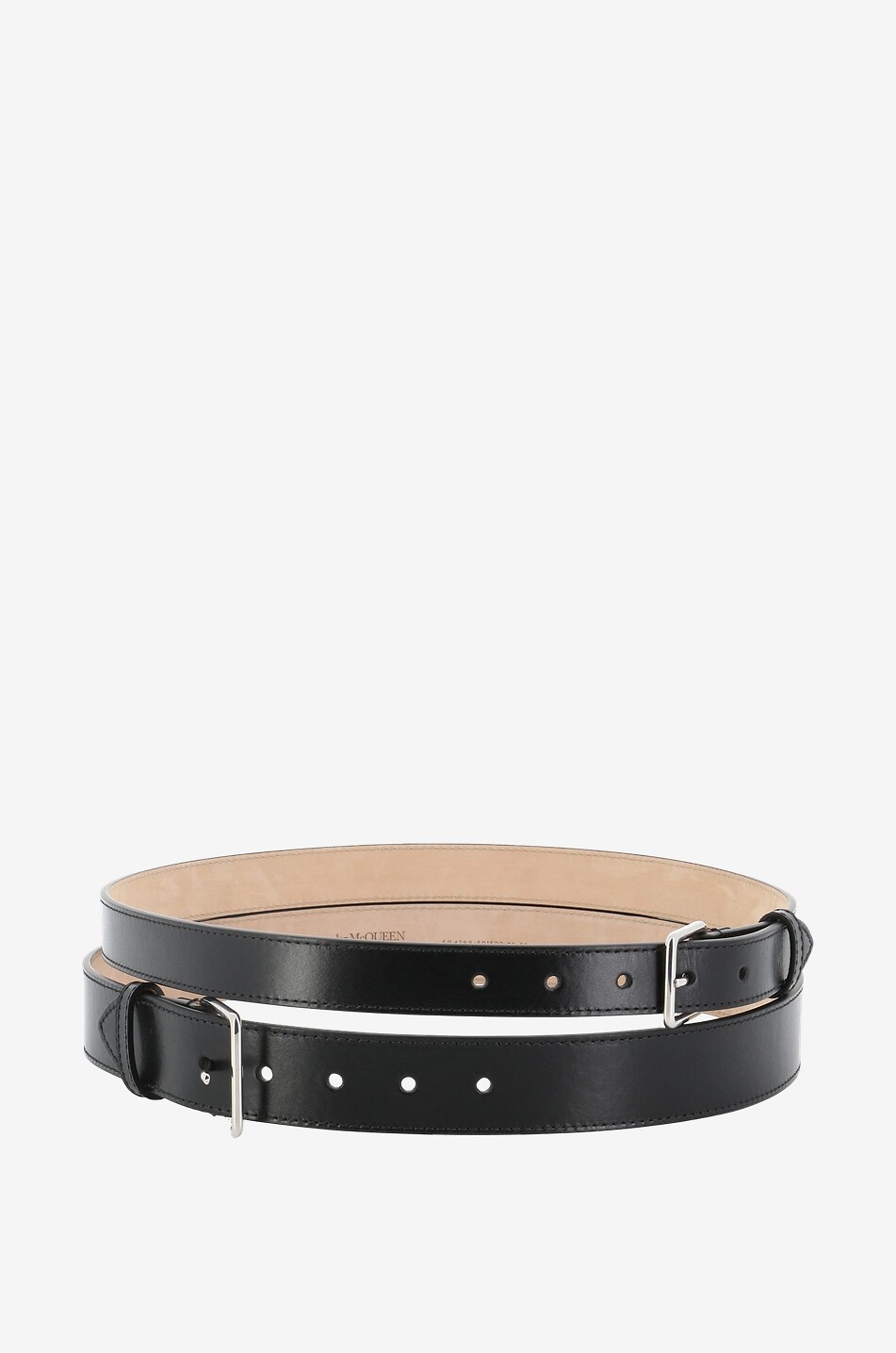 Double Belt large smooth leather belt