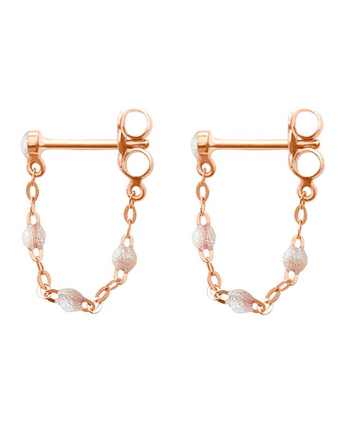 GIGI CLOZEAU Roségold-Ohrstecker mit Kettchen Classique Gigi Damen WEISS 1
