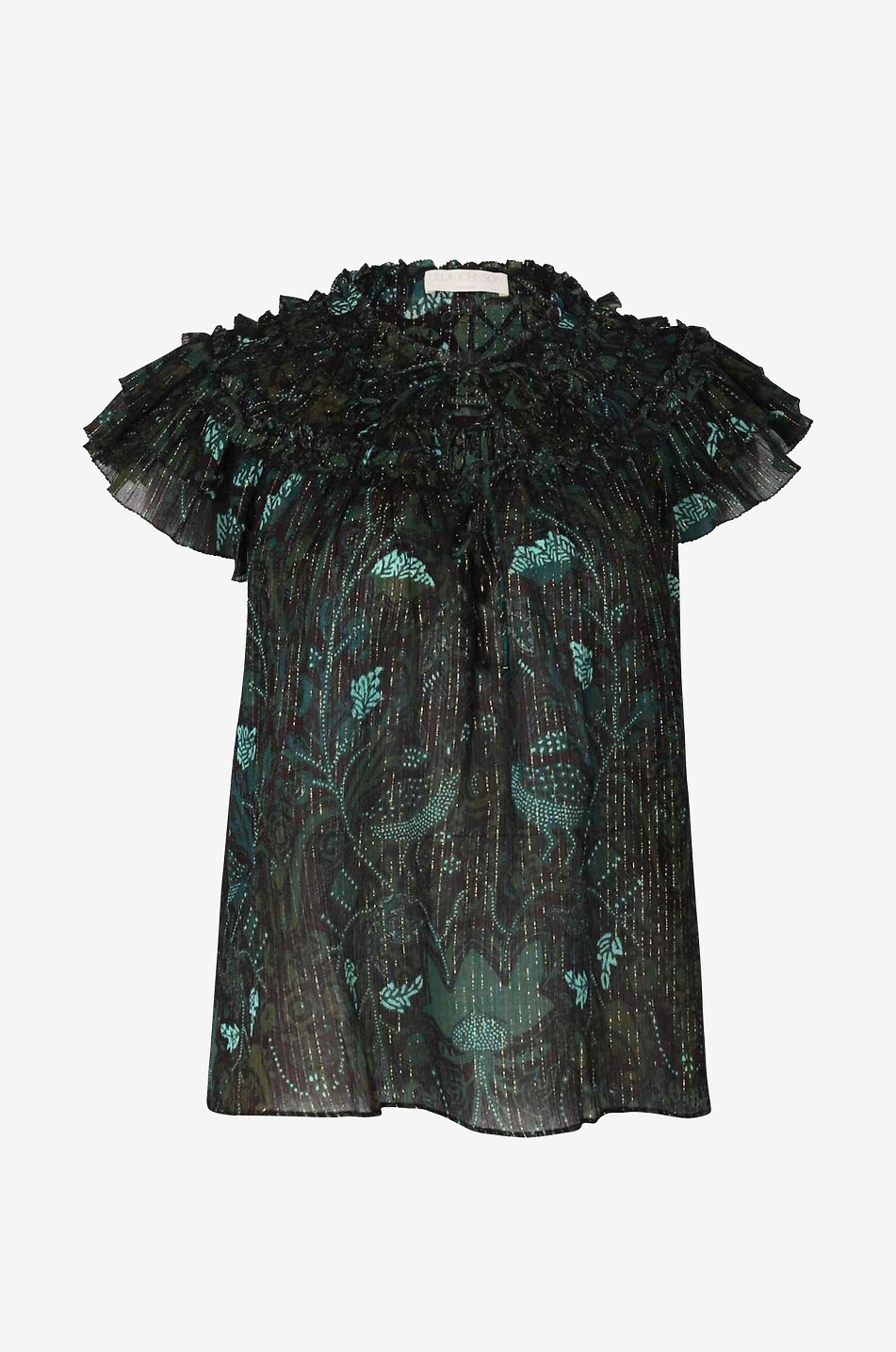 ULLA JOHNSON Top à manches courtes Signe Femme VERT FONCÉ 1