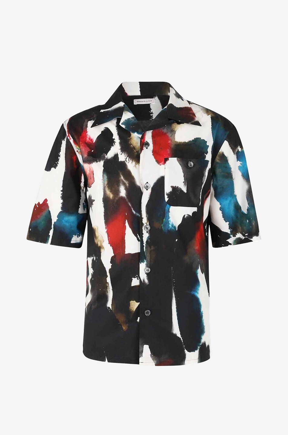 Kurzarm-Hemd aus Popeline Watercolour Graffiti