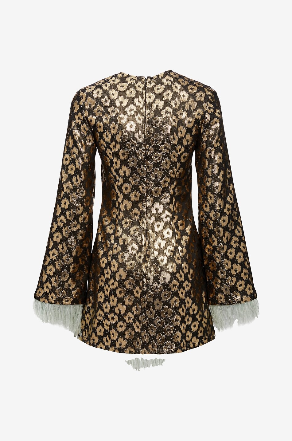 Federbesetztes Minikleid Twiggy Leopard Chiné Jacquard