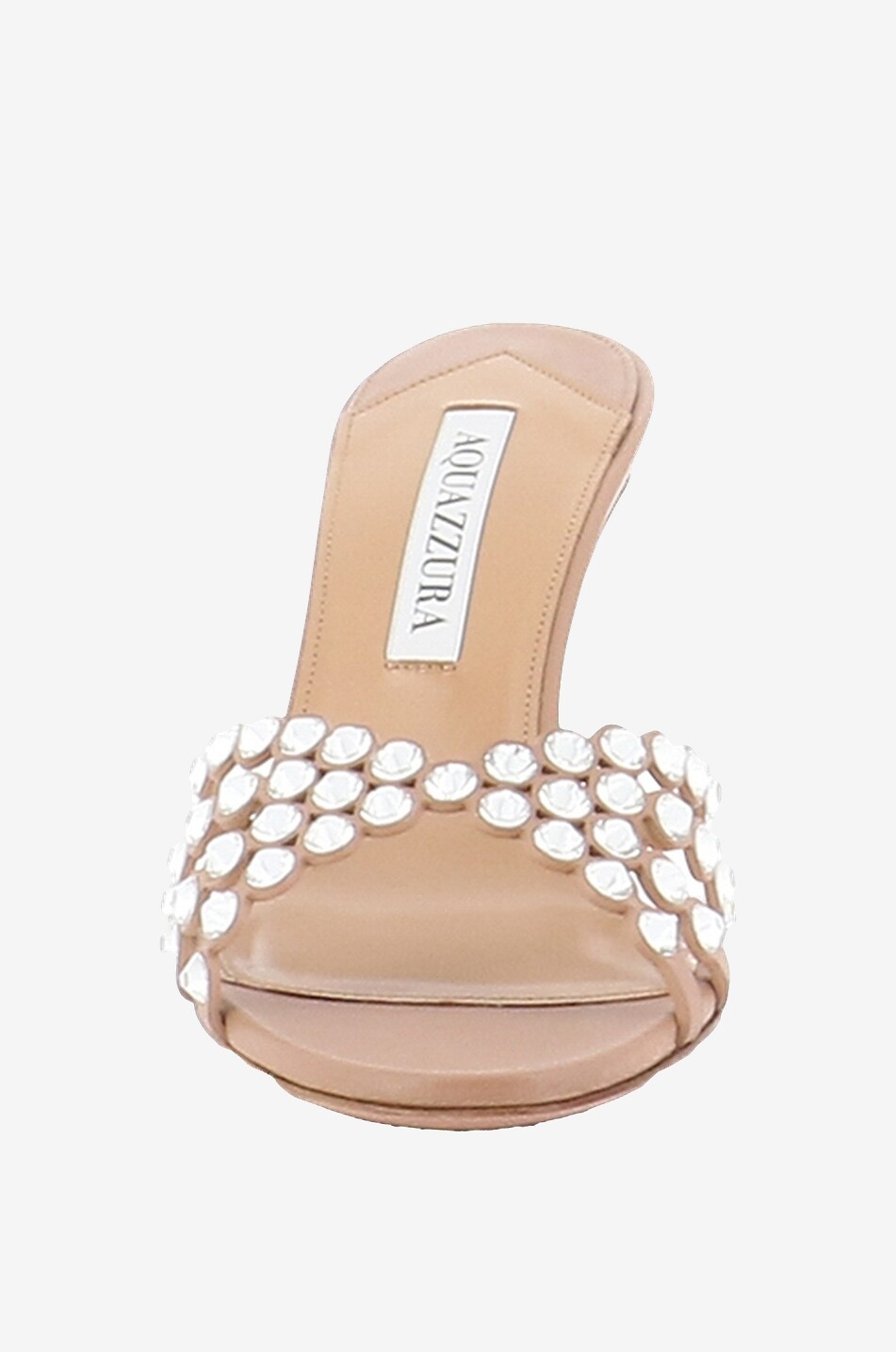 AQUAZZURA Tequila 75 nappa leather and crystal mules Women BEIGE 2