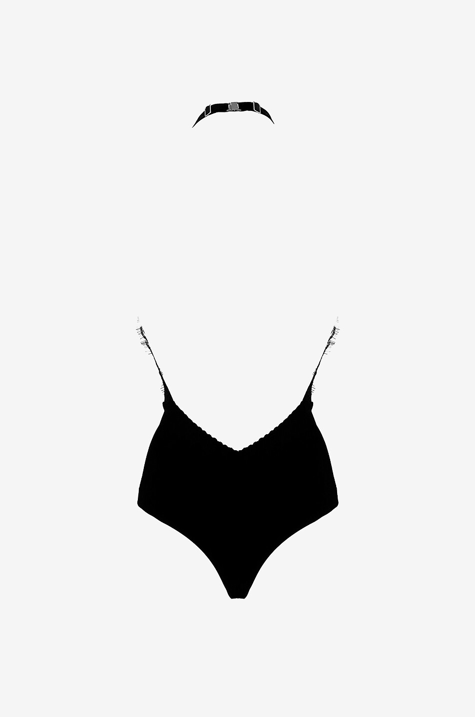 PALOMA CASILE Jane halter-neck bodysuit with lace Women BLACK 2