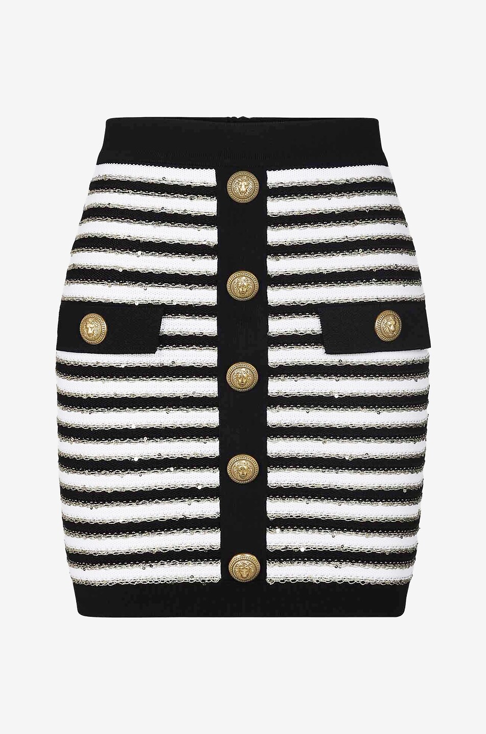 BALMAIN Mini jupe en maille rayée à sequins Femme MULTICOLORE 1