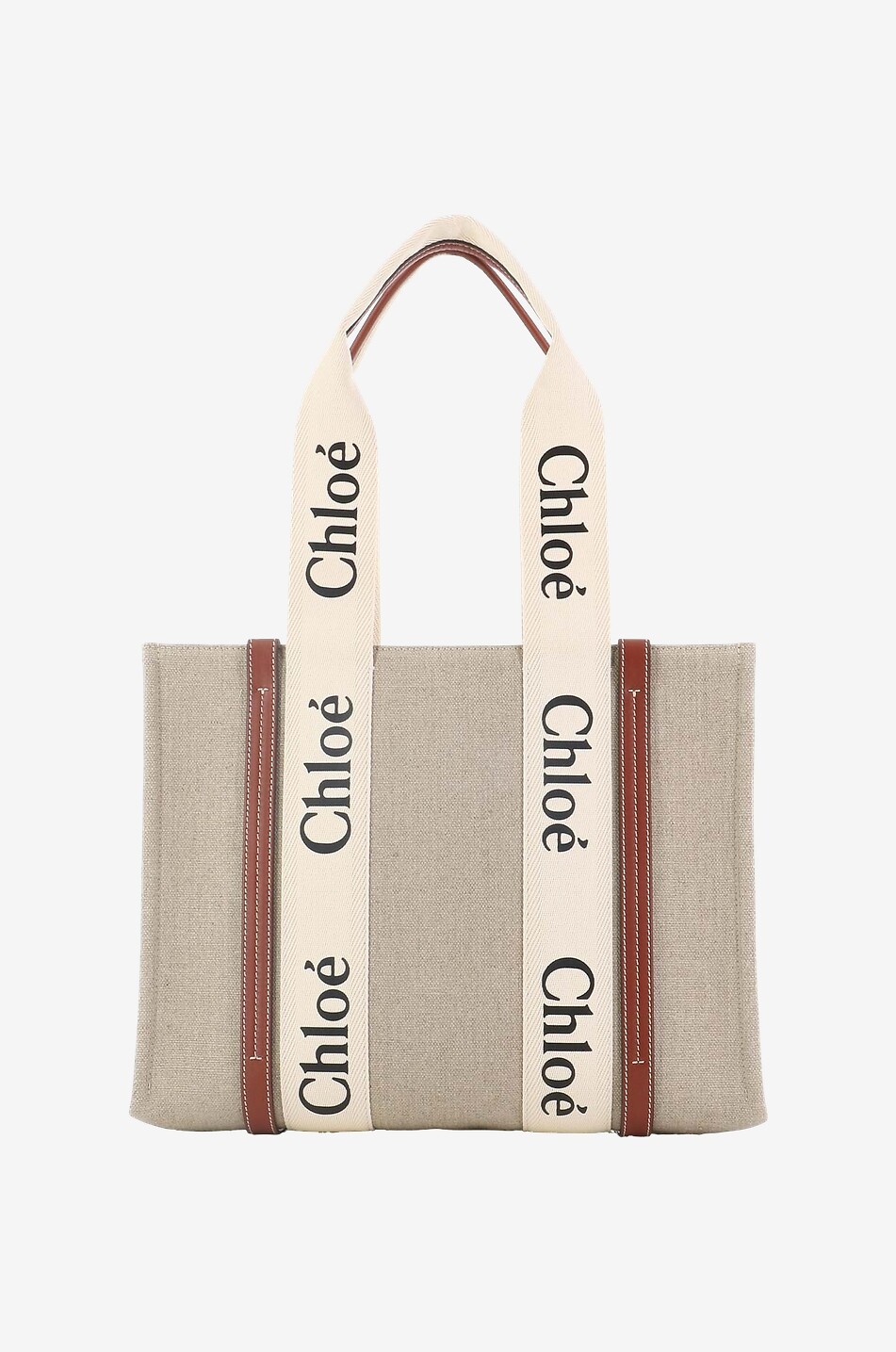 Shopper aus Leinen und Leder Woody Medium