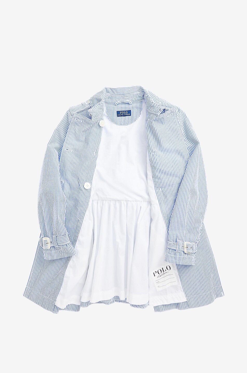 Girl's striped seersucker trench coat