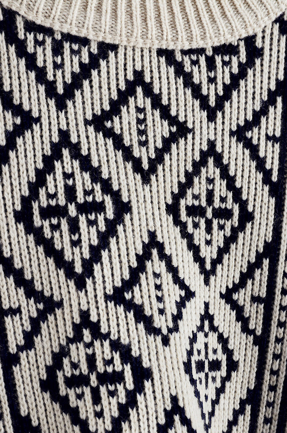 Cropped wool blend jacquard jumper