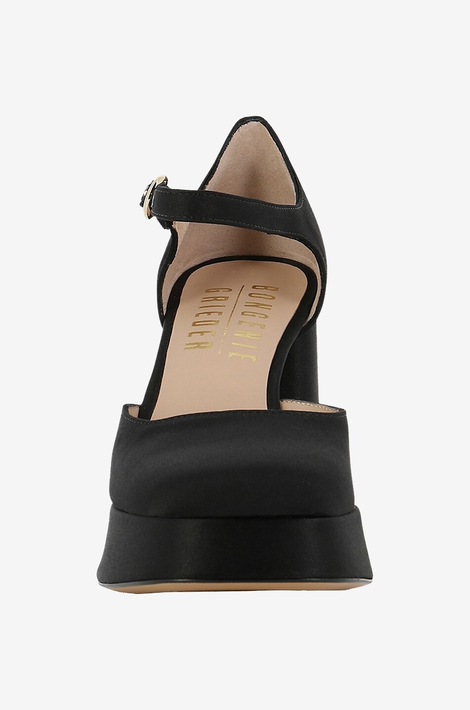 BONGENIE Riemchen-Plateau-Pumps aus Satin Mira 105 Damen SCHWARZ 2