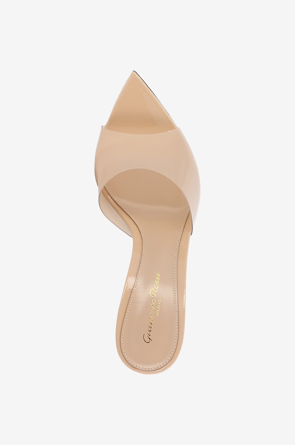 GIANVITO ROSSI Pantoletten aus Lackleder und Plexiglas mit Absatz Elle 105 Damen BEIGE 5