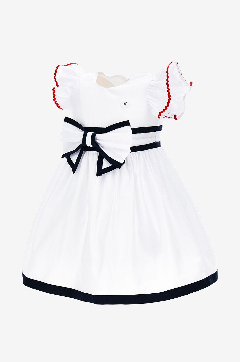 Robe fille ornée d'un noeud et de lisérés