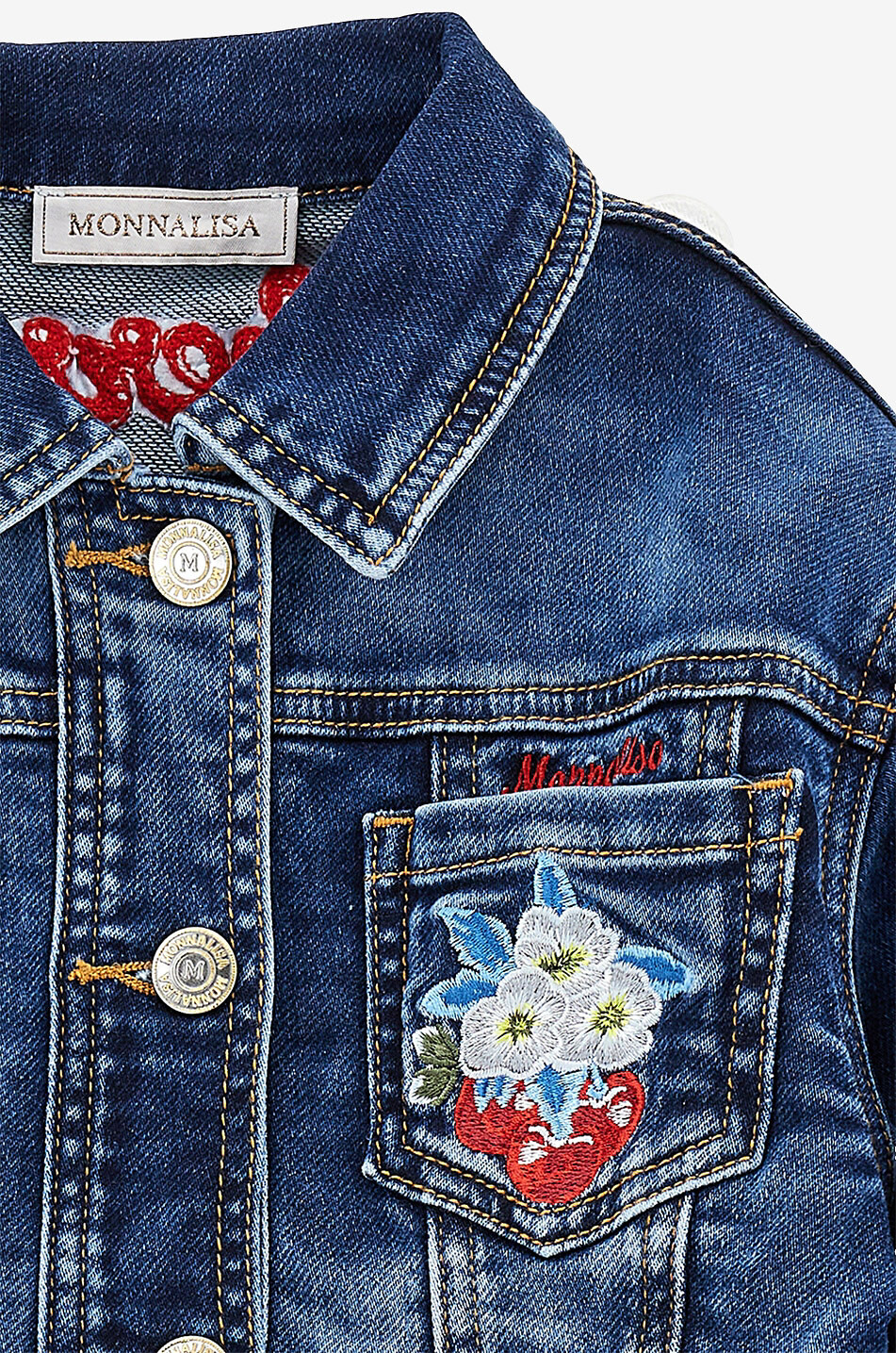 Mädchen-Denim-Jacke mit Kirschstickereien