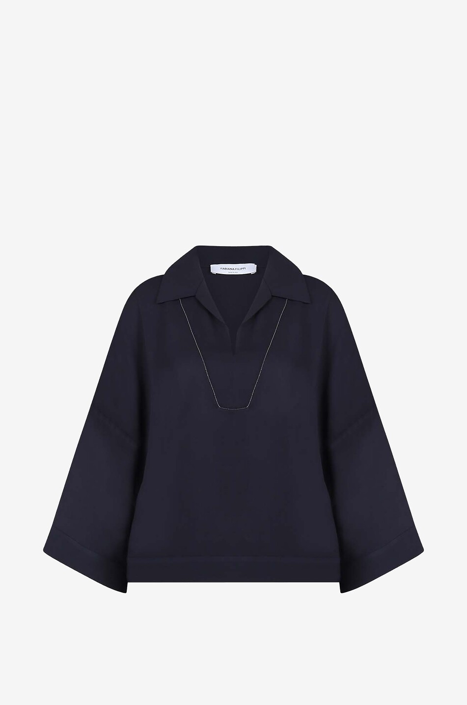 Crêpe-Bluse mit glitzerndem Latz