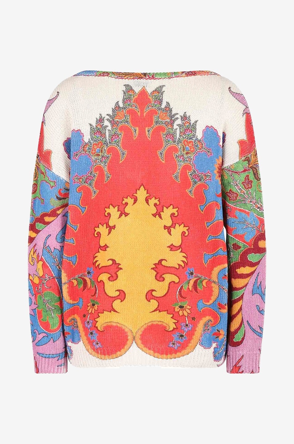 Pull boxy en soie et lin imprimé Paisley
