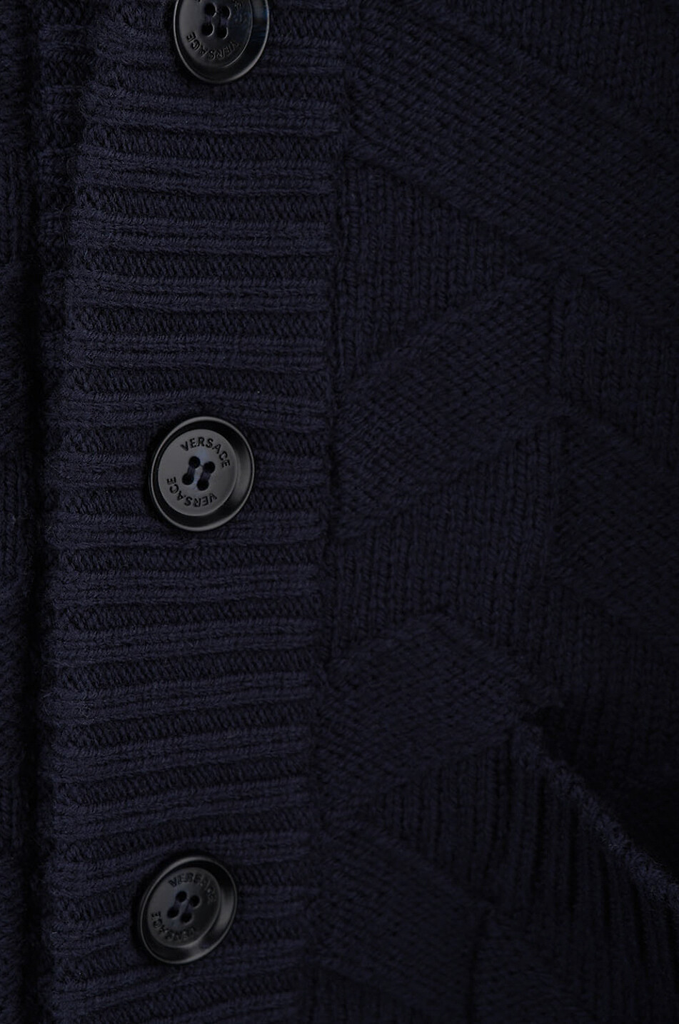 VERSACE Jacquard-Cardigan mit Schalkragen La Greca Herren DUNKELBLAU 3
