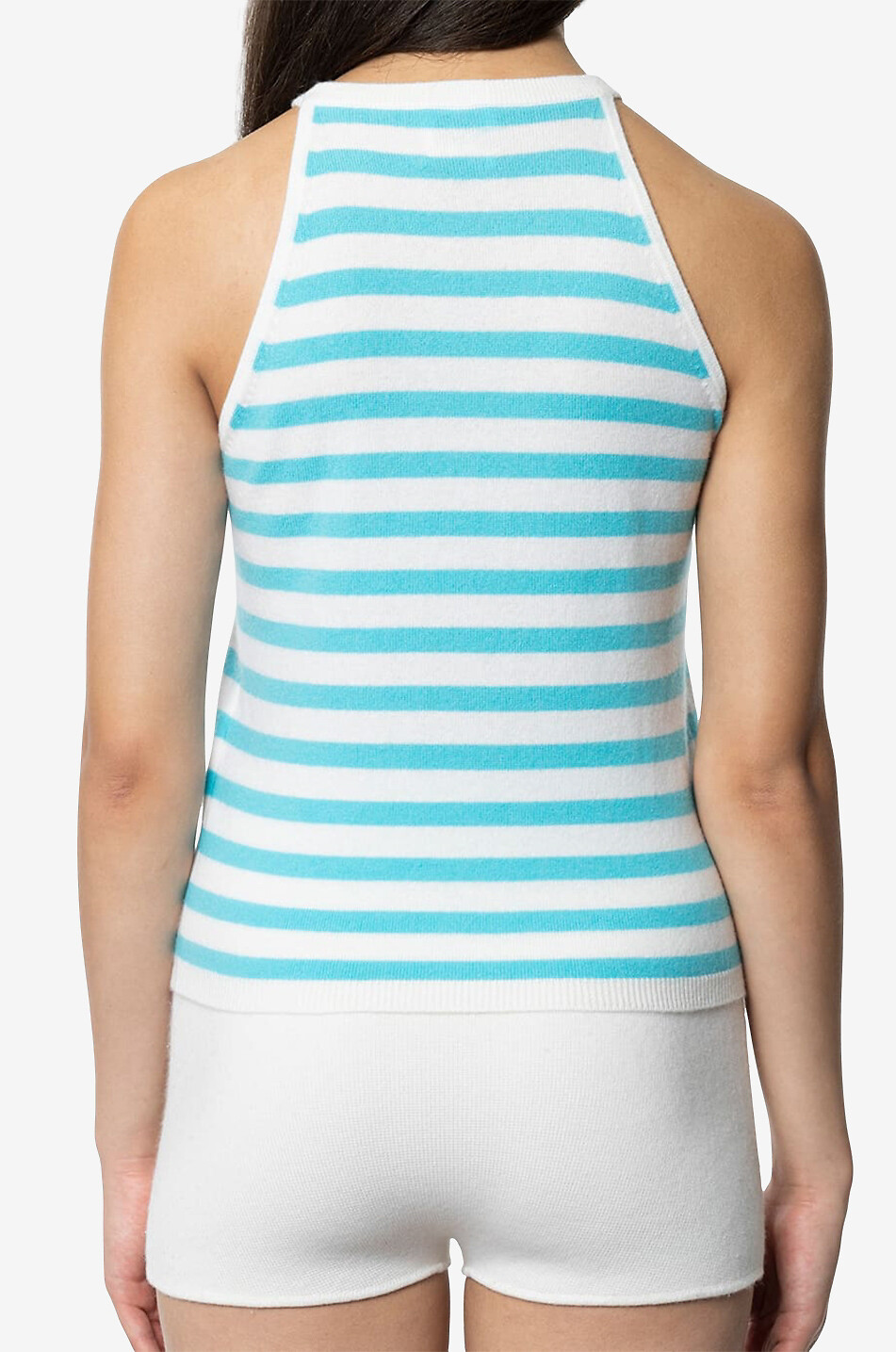 Virgin wool and cashmere striped tank top