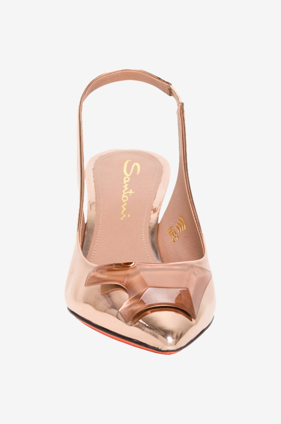 Slingback-Pumps aus Metallic-Leder