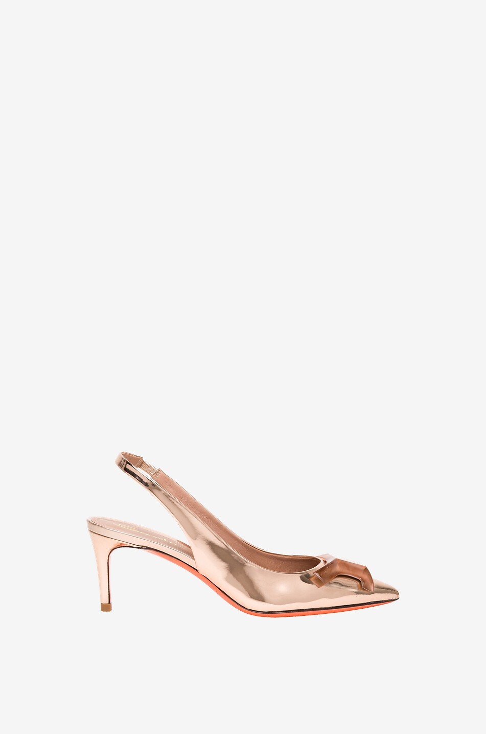 Slingback-Pumps aus Metallic-Leder