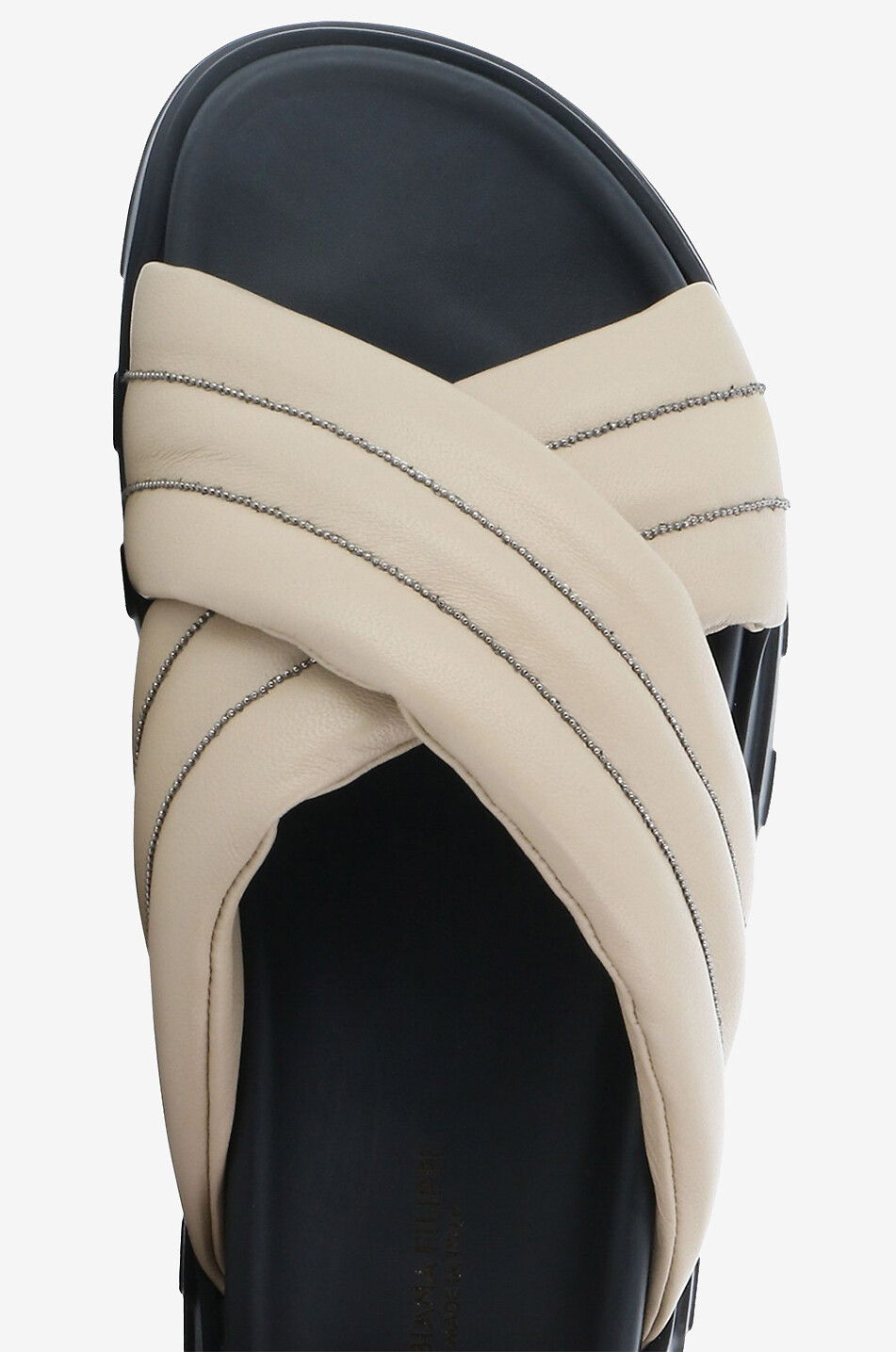 Mules plates en cuir nappa brodées
