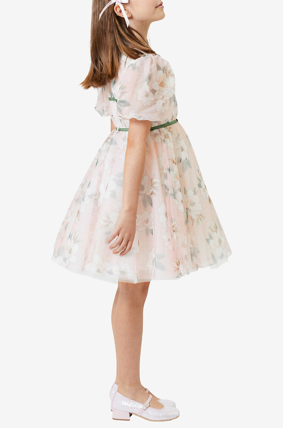 Mädchen-Kleid mit Puffärmeln und Blütenprint