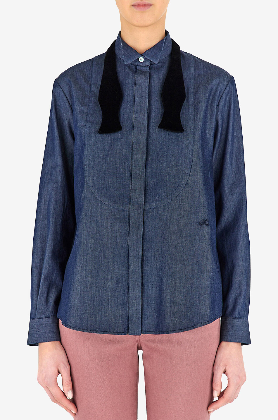 JACOB COHEN Chambray-Hemd im Smoking-Stil mit Fliege Damen DUNKELBLAU 3