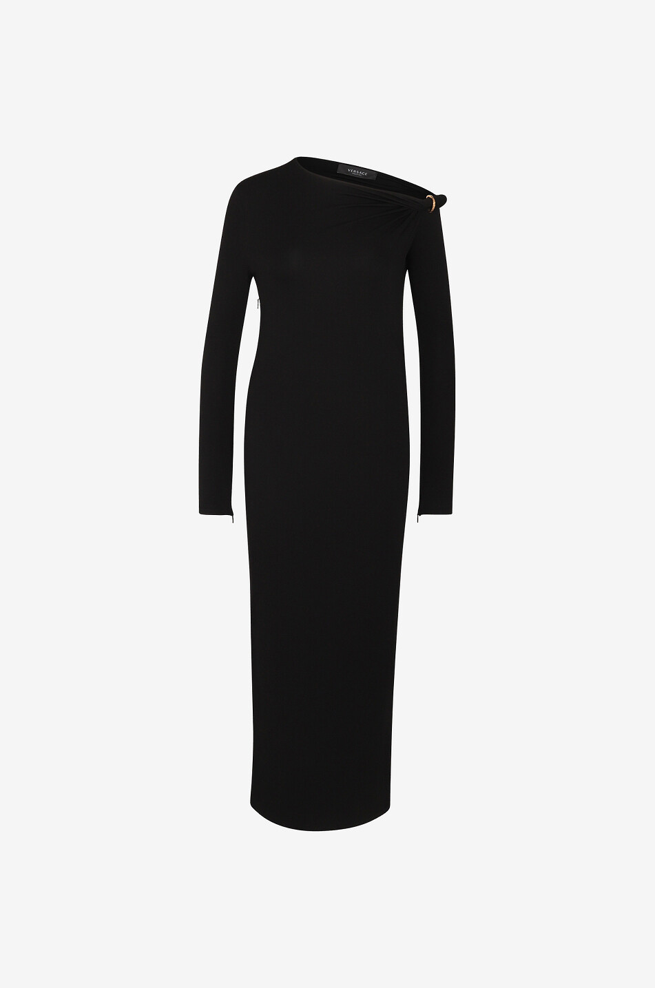 Robe longue en jersey à détail roulé