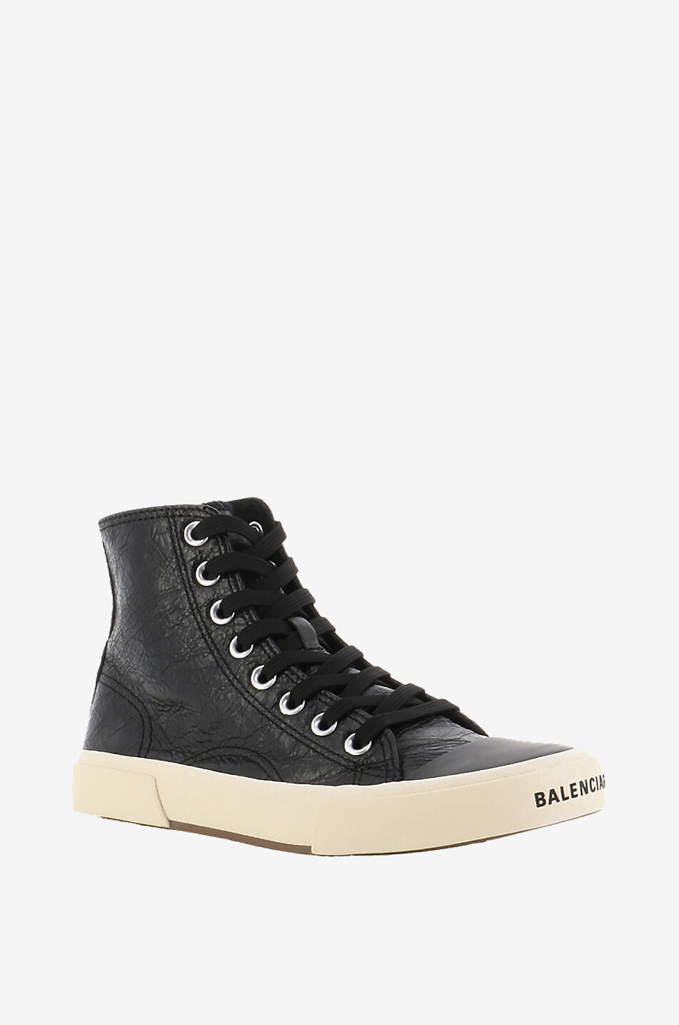 BALENCIAGA Paris High Top arena leather lace-up sneakers Women BLACK 1