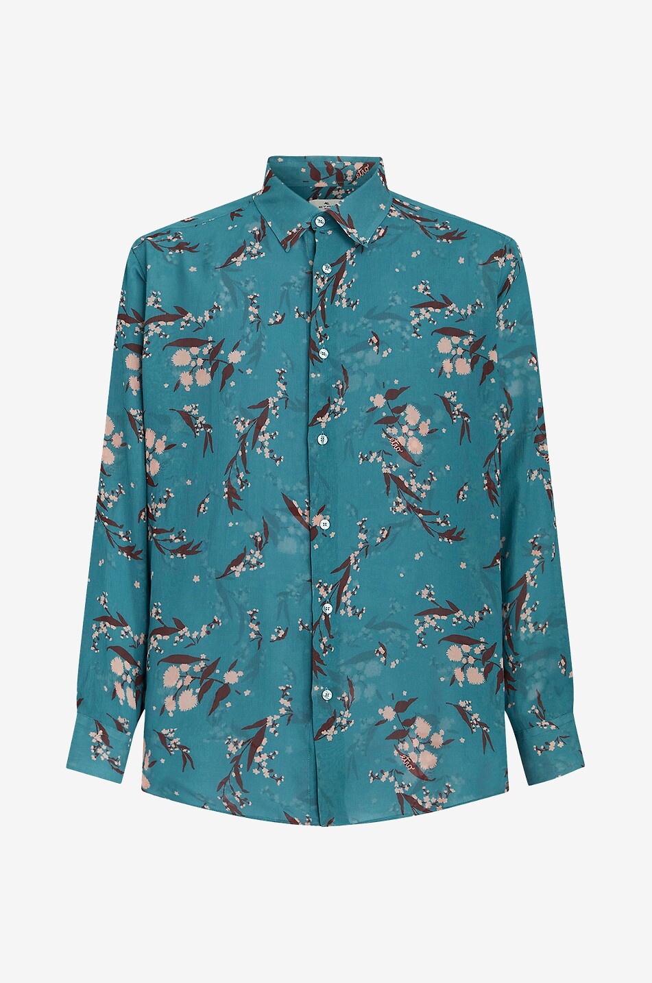ETRO Flower printed silk crepe shirt Men MEDIUM BLUE 1