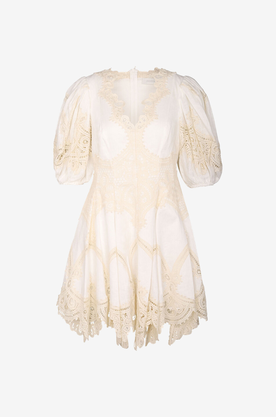 Mini robe évasée en lin et guiprure Tiggy