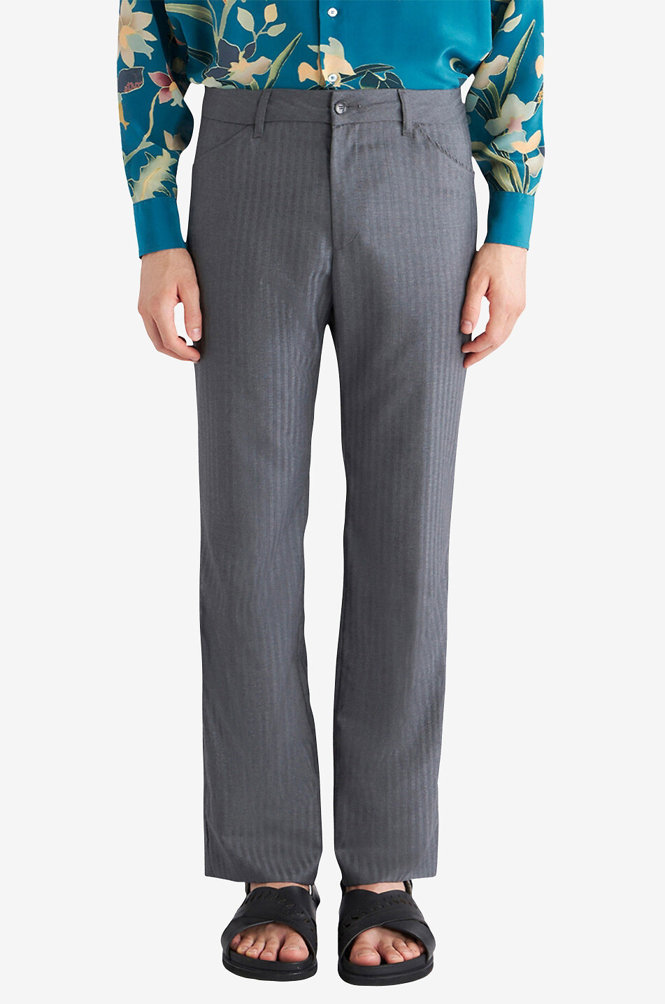 ETRO Ausgestellte Hose aus Wolle mit Nadelstreifen Herren DUNKELGRAU 3